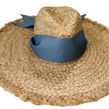 Sarah Bray Hydrangea Sun Hat - Wide French Blue Grosgrain Ribbon