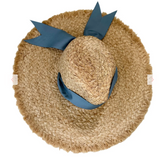 Sarah Bray Hydrangea Sun Hat - Wide French Blue Grosgrain Ribbon