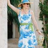 Sarah Bray Hydrangea Sun Hat - Wide French Blue Grosgrain Ribbon