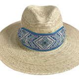 Sarah Bray Vintage Embroidered Azure Hat Ribbon - Short