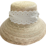 Sarah Bray Clematis Bucket Hat - Antique Eyelet Scalloped Lace Ribbon