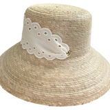 Sarah Bray Clematis Bucket Hat - Antique Eyelet Scalloped Lace Ribbon