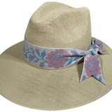 Sarah Bray Orchid Sun Hat- Pastel Floral Tapestry Ribbon