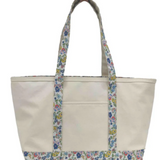 Coated Canvas Posies Trim Tote - Med