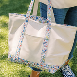 Coated Canvas Posies Trim Tote - Large