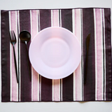 Goldie Home Rose Stripe Placemat Maroon Trim