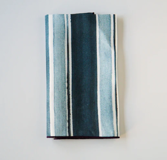 Goldie Home Stripe Napkins- Maroon Trim