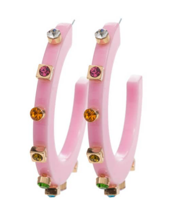 Earrings Acrylic Jewel Hoop - 1.25