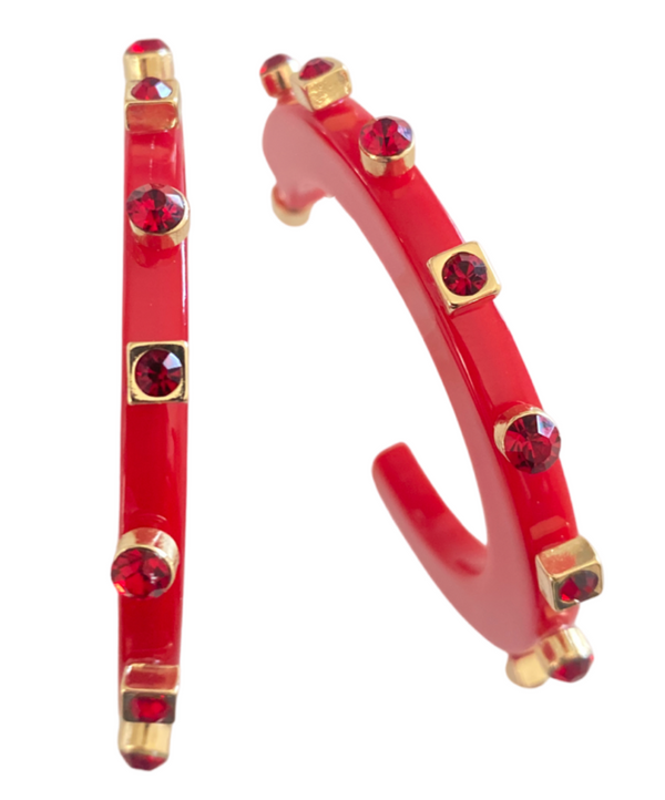 Earring Acrylic Jewel Hoop  - 2