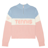 Colorblock Tennis Quarter Zip Sweater