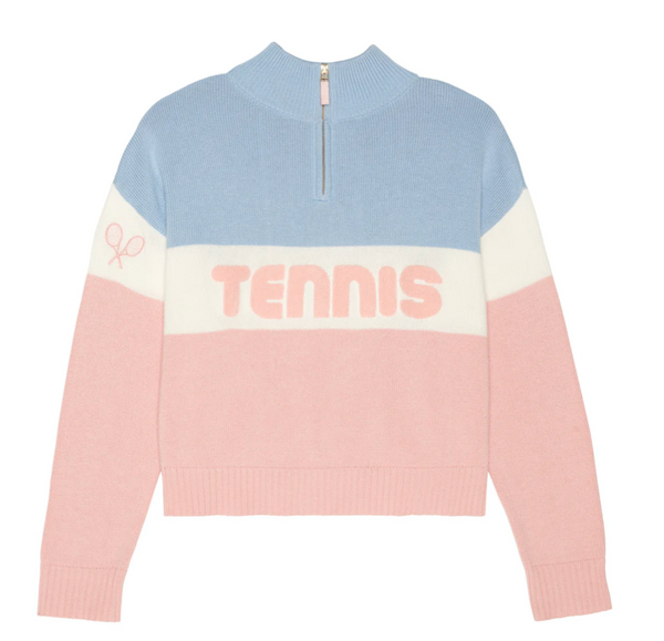 Colorblock Tennis Quarter Zip Sweater