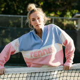 Colorblock Tennis Quarter Zip Sweater