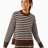 Addison Bay Carlyle Crewneck Sweater Chocolate Blue Stripe