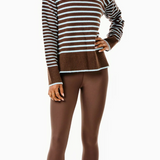 Addison Bay Carlyle Crewneck Sweater Chocolate Blue Stripe