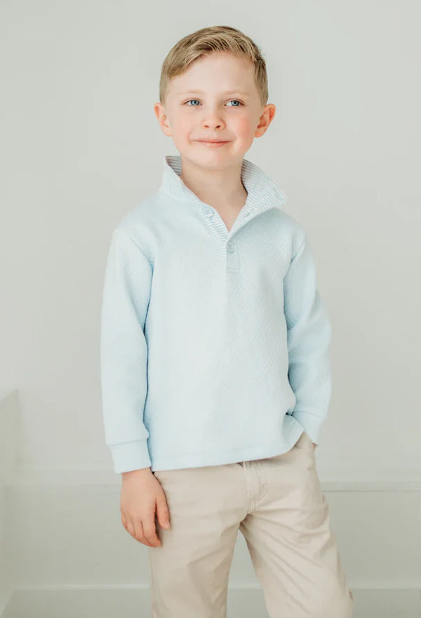 Boys Benjamin Blue Quilted Pullover