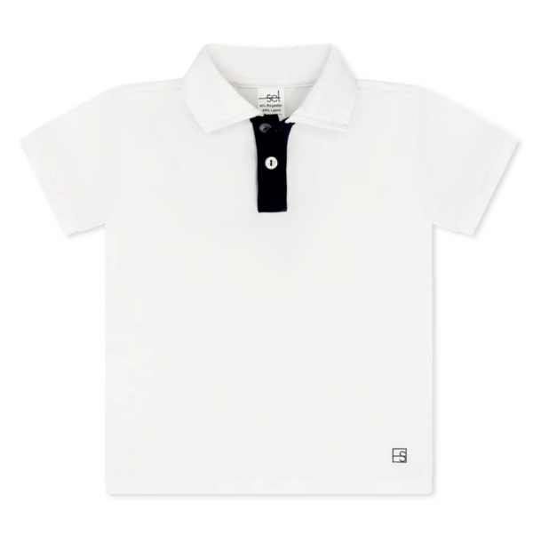 Parker Polo Pure Coconut Nantucket Navy