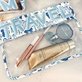 Clear Travel Pouch Blue Bows