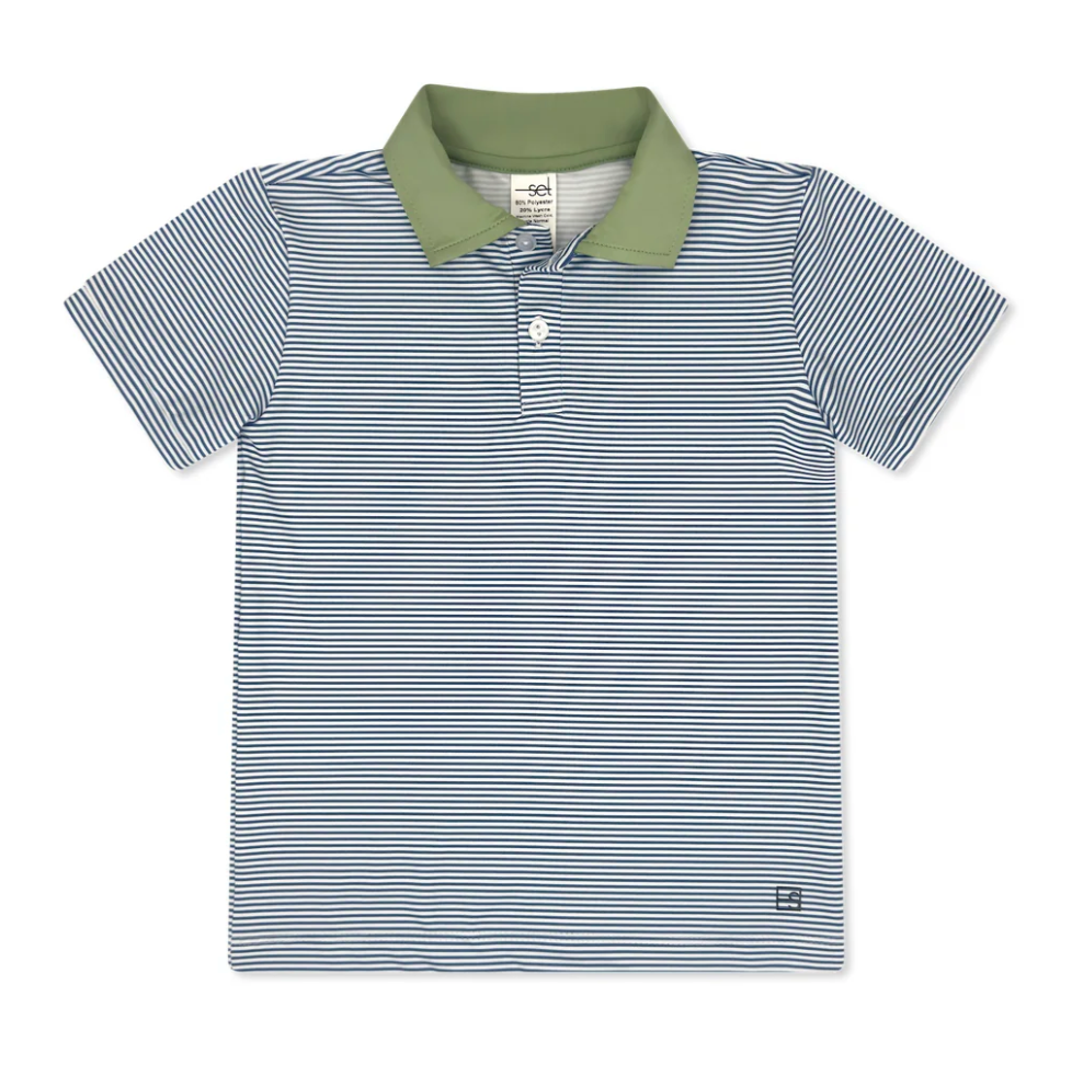 Set Fashions Parker Polo Baton Rouge Blue Ministripe