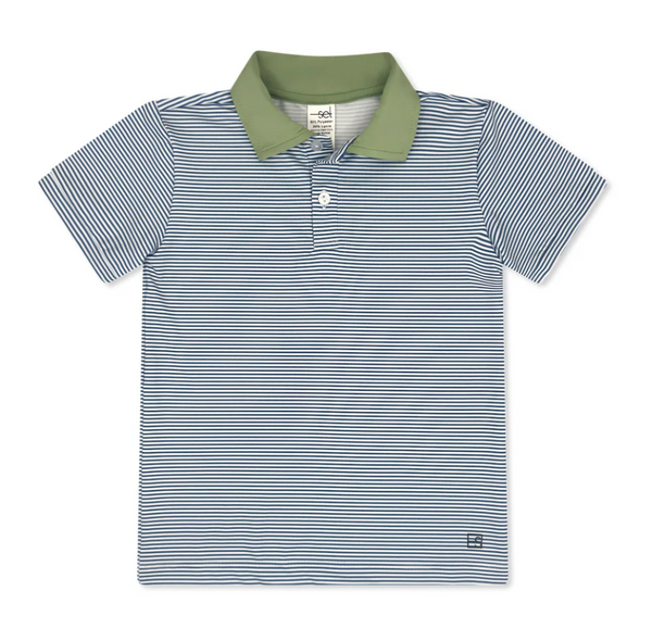 Set Fashions Parker Polo Baton Rouge Blue Ministripe