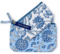 Blue Block Print Pouch Set