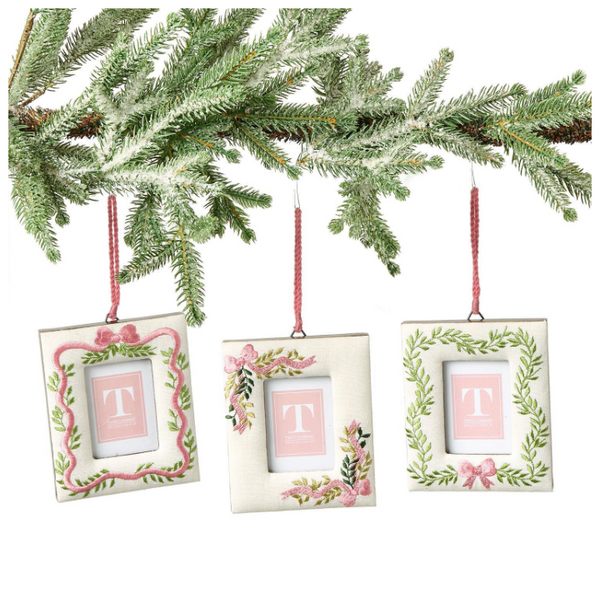 Holiday Memories Embroidered Photo Frame Ornaments