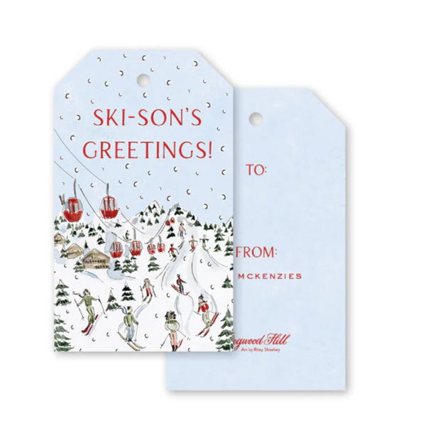 SNOW GLOBE SKI SCENE GIFT TAGS