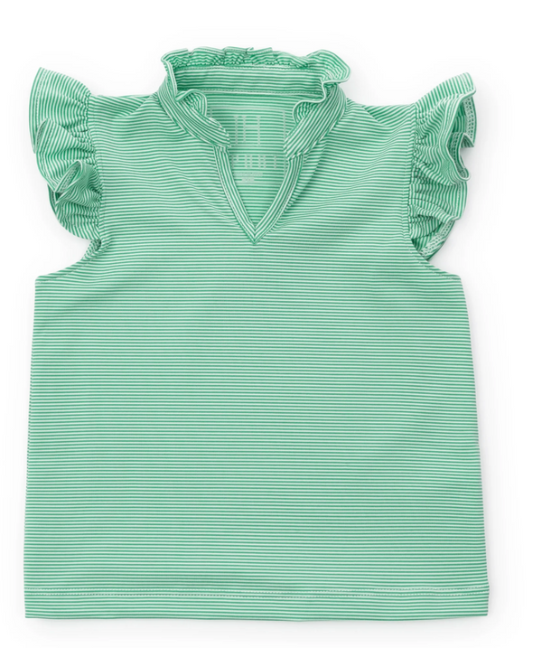 ELLIE PERFORMANCE TOP GREEN STRIPES