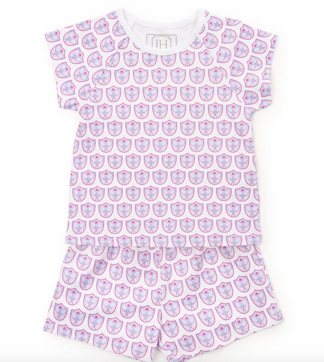 Emery Girls' Short Set - Tennis Crest Pink