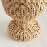 MYRA RATTAN SCALLOPED EDGE FOOTED URN
