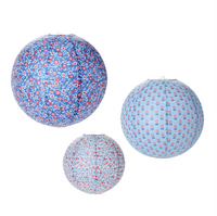 Red, White and Bloom Paper Lanterns, Set of 3