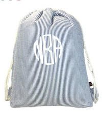 Navy Seersucker Sling Backpack | Mint