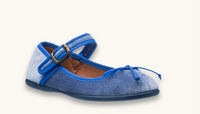 Elis Velvet Ballerina in French Blue