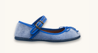 Elis Velvet Ballerina in French Blue