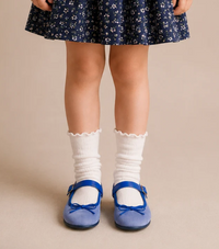 Elis Velvet Ballerina in French Blue