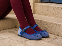 Elis Velvet Ballerina in French Blue