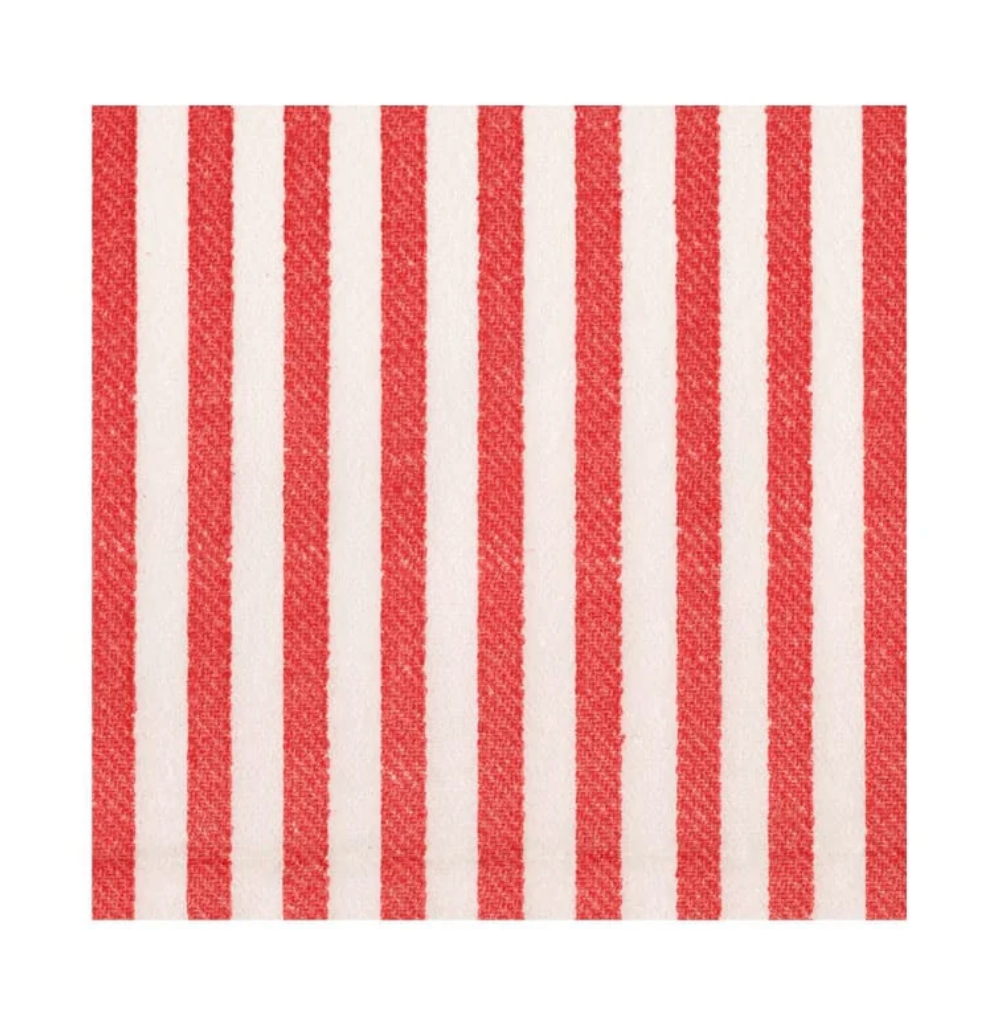 MELOGRANO STRIPE RED-PAPER LINEN Cocktail Napkins