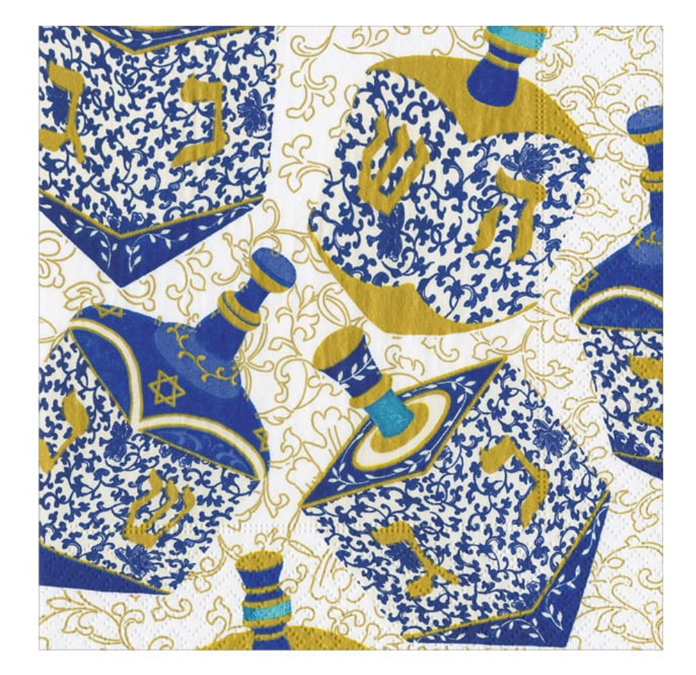 Patterned Dreidels Cocktail Napkin