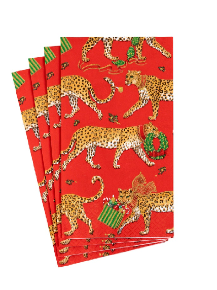 Christmas Leopard Red Hand Towel