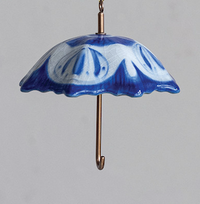 Hand-Painted Stoneware & Metal Umbrella Ornament