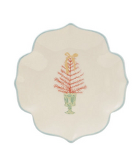 Stoneware Shaped Dish with Tree