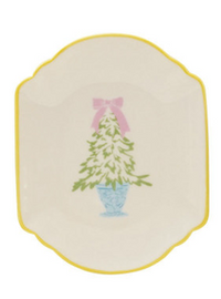 Stoneware Shaped Dish with Tree