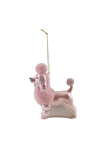 Glass Poodle Ornament with Beads