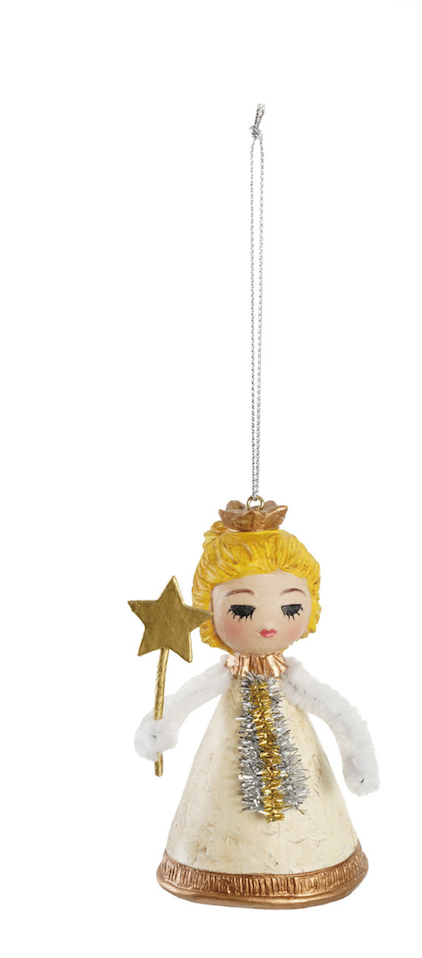 Angel Ornament with Wand & Glitter