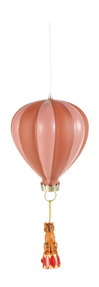 Striped Hot Air Balloon with Hanging Animal Ornament