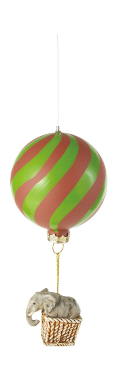 Striped Hot Air Balloon with Hanging Animal Ornament