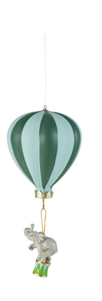Striped Hot Air Balloon with Hanging Animal Ornament