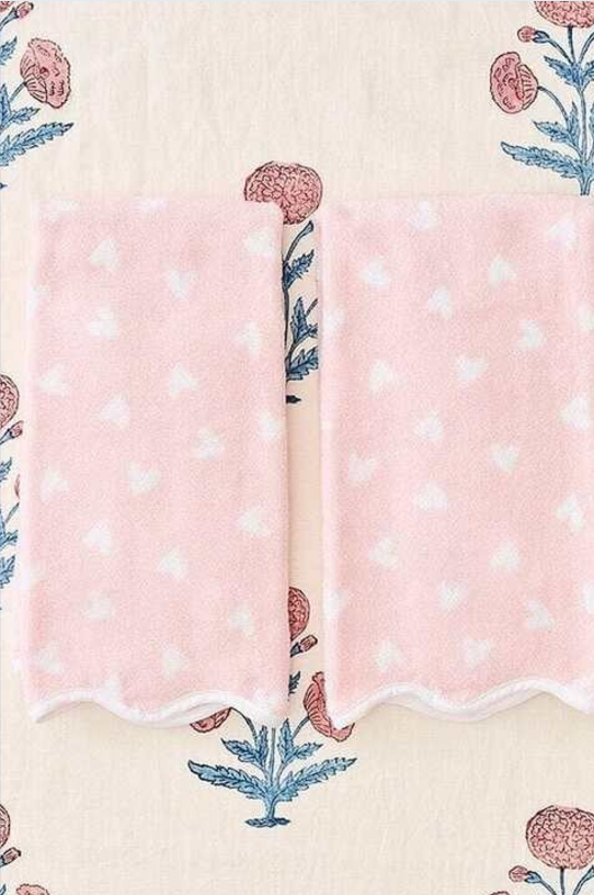 Weezie Scallop Heart Hand Towels Set of Two