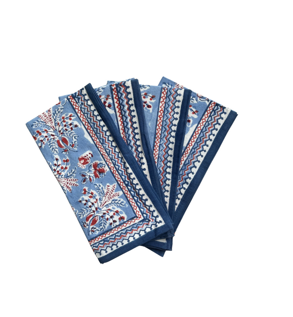 Grecian palm Red, White & Blue napkins