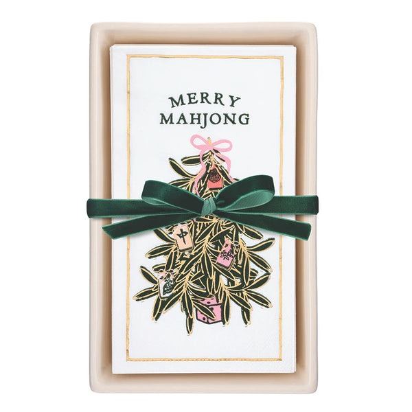 Christmas Ceramic Guest Napkin Tray + Napkins