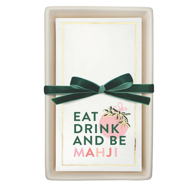 Christmas Ceramic Guest Napkin Tray + Napkins